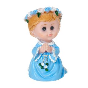 Imagem Anjo da Guarda Rezando de Joelhos em Resina Infantil - Azul Claro