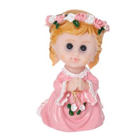 Imagem Anjo da Guarda Rezando de Joelhos em Resina Infantil - Rosa