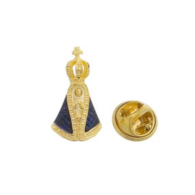 Botton de Nossa Senhora Aparecida com Coroa Vazada Folheado - 3Un