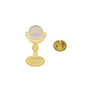 Botton com Silhueta de Cálice e Hóstia Dourado e Branco Folheado - 3Un