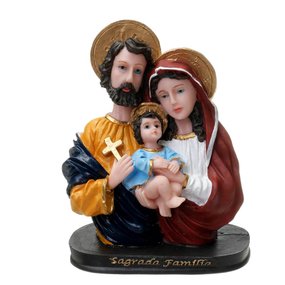 Busto da Sagrada Família de Nazaré em Resina Colorida - 19cm