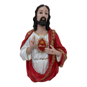 Busto de Parede do Sagrado Coração de Jesus em Resina - 30cm