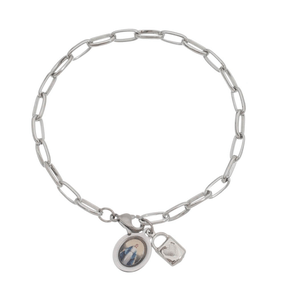 Cadeia da Consagração com Medalha de Nossa Senhora das Graças em Inox