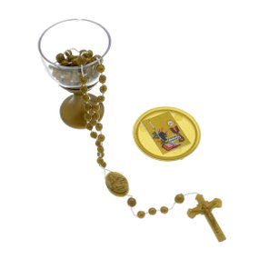 Lembrança primeira eucaristia cálice com terço - Bronze