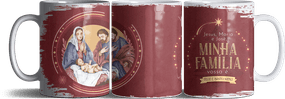 Caneca de Natal Jesus, Maria e José Minha Familía Vossa É - Vermelho