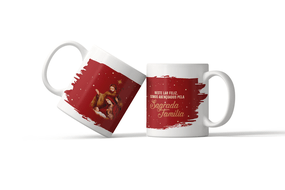 Caneca de Natal "Neste Lar Feliz, Somos Abençoados" - Porcelana