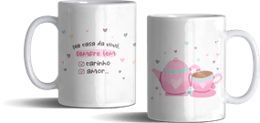 Caneca de Porcelana Avó - Na Casa da Vovó Sempre Tem Carinho, Amor e O Melhor Cafuné