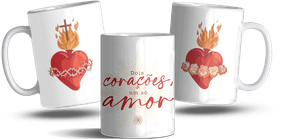 Caneca de Porcelana Dois Corações, um Só Amor