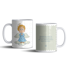 Caneca de Porcelana Infantil Anjo da Guarda Azul