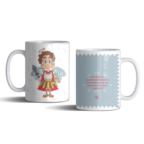 Caneca Infantil de São Miguel Arcanjo - Porcelana - Azul Bebê
