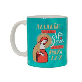 Caneca de Mães - "Que Maria, Mãe de Jesus, Te Conceda Paz e Luz" - em Porcelana