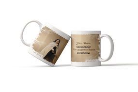 Caneca Padre Pio Fica Comigo Senhor Porcelana