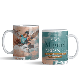 Caneca de São Miguel Arcanjo - Porcelana - São Miguel Arcanjo, Defendei-nos No Combate!