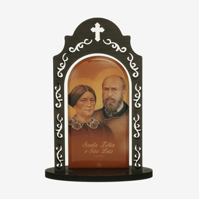 Capela de São Luís e Santa Zélia Martin em MDF e Detalhes Vazados - 16cm