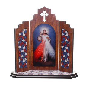 Capela Portuguesa de Jesus Misericordioso em MDF com Detalhe Vazado - 12,7cm