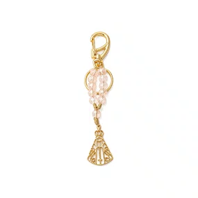 Chaveiro Dezena Cristal Dourado Nossa Senhora Aparecida Rosa Claro Translúcido