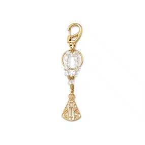 Chaveiro Dezena Cristal Dourado Nossa Senhora Aparecida Transparente