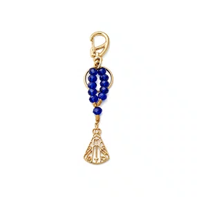 Chaveiro Dezena Cristal Dourado  Nossa Senhora Aparecida Azul Escuro