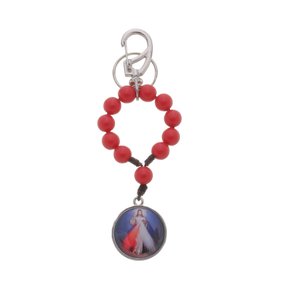 Chaveiro Dezena de Jesus Misericordioso em Metal com Mosquete - Vermelho