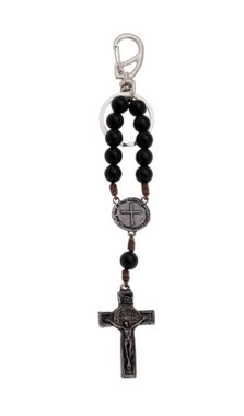 Chaveiro Dezena da Medalha das Duas Cruzes com Crucifixo e Mosquete - Preto