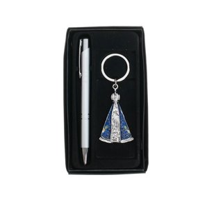 Chaveiro Nossa Senhora Aparecida com Caneta - Prata