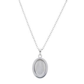 Colar com Medalha de Nossa Senhora Aparecida Oval Gravada a Laser - Inox