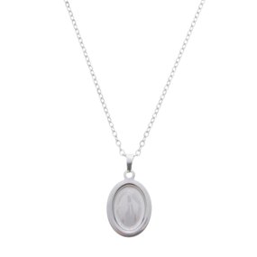 Colar com Medalha de Nossa Senhora das Graças Oval Gravada a Laser - Inox