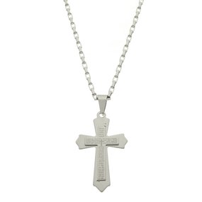 Colar Crucifixo Pai Nosso - Inox
