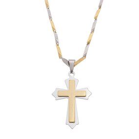 Colar com Crucifixo 3D e Oração do Pai Nosso em Inox - Dourado