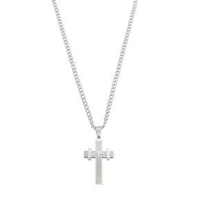 Colar Crucifixo com Oração do Pai Nosso em Inox - Prata