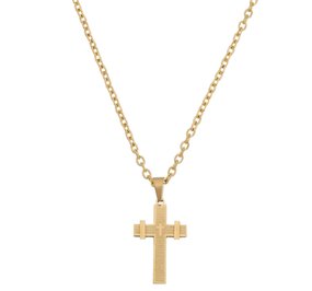 Colar Crucifixo Oração do Pai Nosso - Dourado