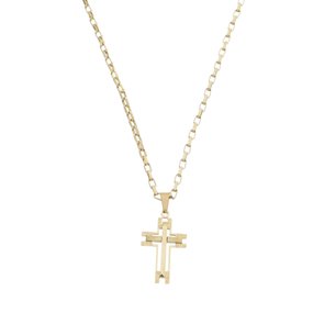 COLAR CRUCIFIXO VAZADO DOURADO - INOX