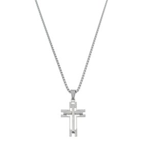 Colar Crucifixo Vazado em Inox