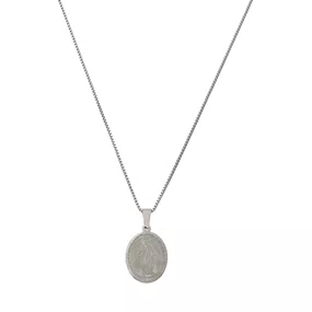 Colar de Inox com Medalha Nossa Senhora Das Graças Oval Prata