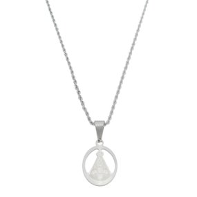 Colar Masculino de Nossa Senhora Aparecida Vazado em Inox