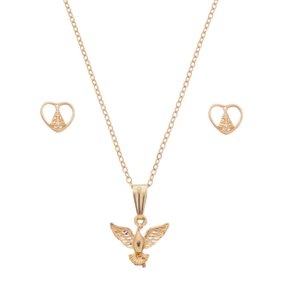 Colar do Espírito Santo e Brinco de Nossa Senhora Aparecida - Folheado