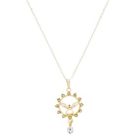 Colar do Divino Espírito Santo Redondo com Strass e Ponto de Luz - Folheado