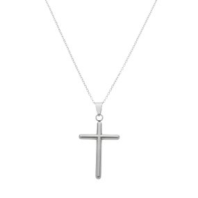 Colar Masculino com Cruz em Inox - Prata