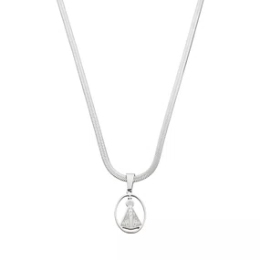 Colar Malha de Serpente Inox e Pingente Ns Aparecida Vazada