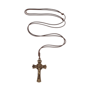 Cordão com Crucifixo da Medalha de São Bento - Ouro Velho