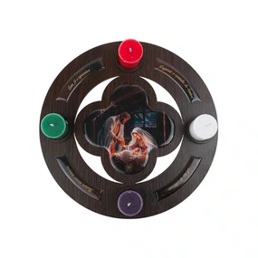 Coroa do Advento em MDF Marrom Escuro Resinado com Velas - Tam G