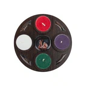 Coroa do Advento em MDF Marrom Escuro Resinado com Velas - Tam P