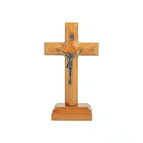 Crucifixo de Mesa Madeira Resinada C/ Cristo em Ouro Velho 13cm