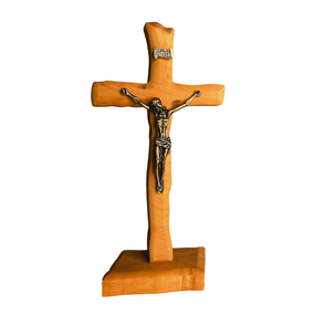 Crucifixo de Mesa ou Parede em Madeira de Demolição - 19cm