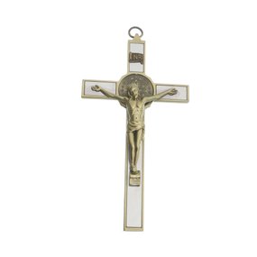 Crucifixo de São Bento para Parede em Metal - Bronze 17cm