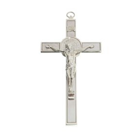 Crucifixo de Parede São Bento - Prata 17,5cm