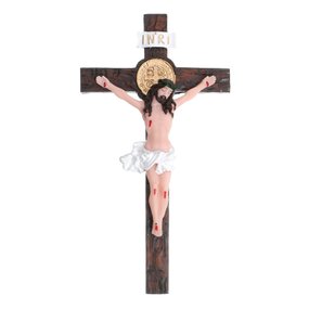 Crucifixo em Resina com Medalha de São Bento - 25,5cm