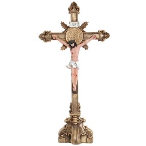 Crucifixo em Resina com Medalha de São Bento - 30cm