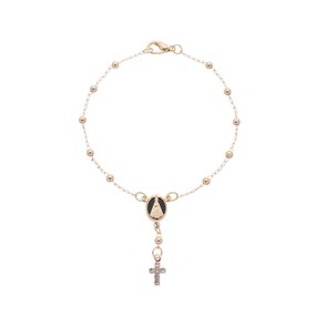 Dezena de Pulso de Nossa Senhora Aparecida com Medalha Preta - Folheada