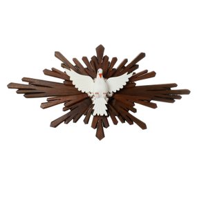 Divino Espírito Santo Oval Duplo de Madeira para Parede - 43x82cm